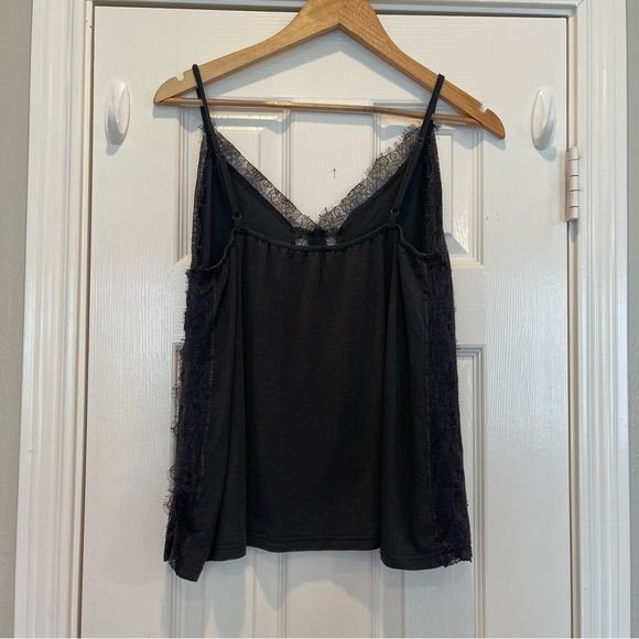 POL Lace Trim  V Neck Cami Tank Top Women’s Med Dark Feminine Grey Fairygrunge - Picture 3 of 10